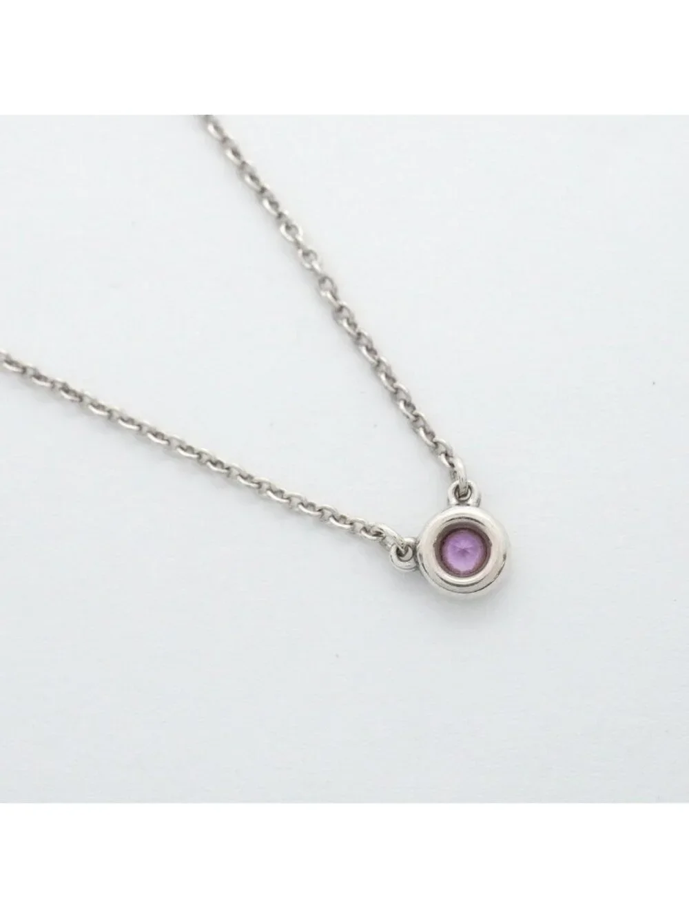 Tiffany & Co Necklace by the Yard 925 Sterling Silver Pink Saffiano